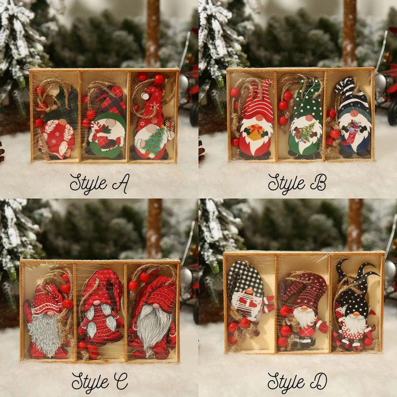 Cute Hanging Wooden Christmas Gnome Ornaments