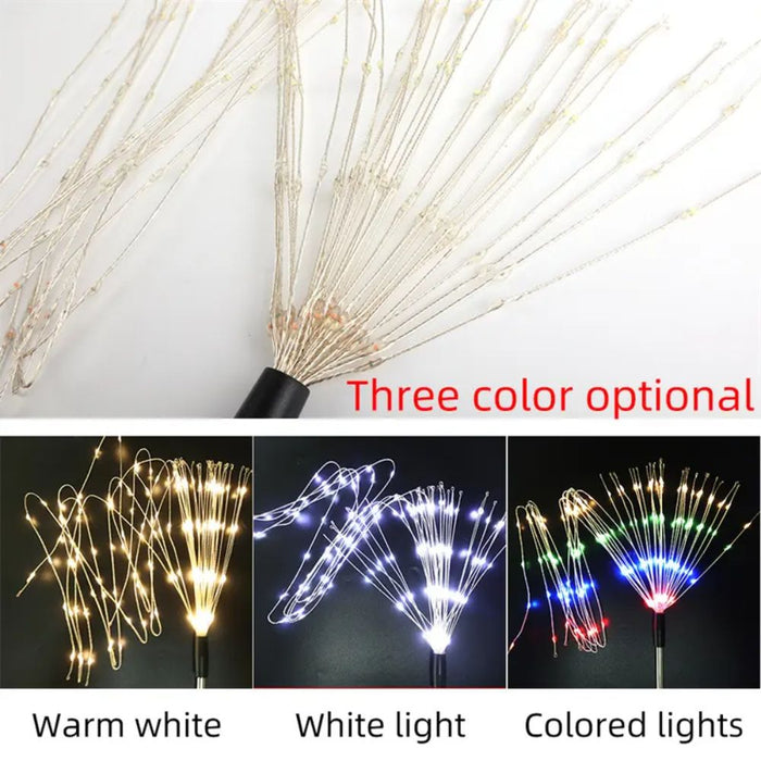 Remote Controlled Outdoor Starburst Fairy String Lights - Hanging Battery Powered or Ground Spike Solar LED