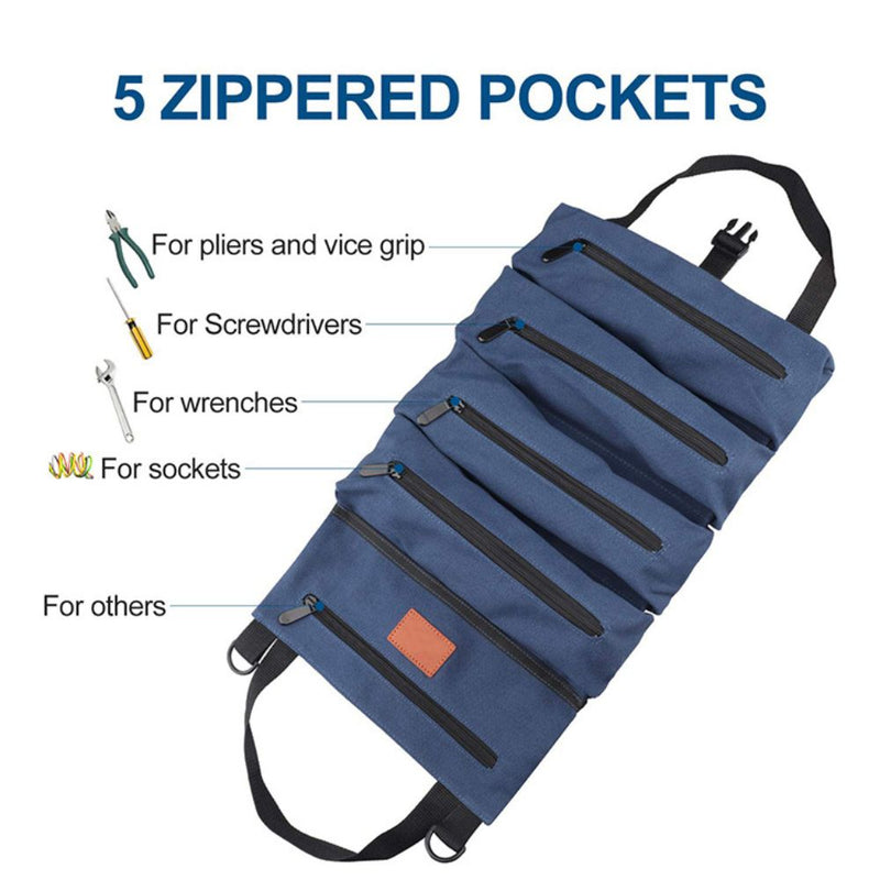 Roll-up Water Resistant Canvas Small Tools Organizer Pouch Hanging Storage Bag