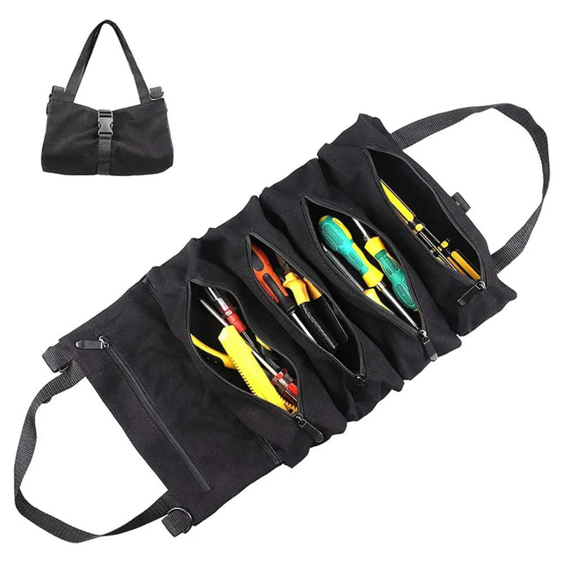 Roll-up Water Resistant Canvas Small Tools Organizer Pouch Hanging Storage Bag