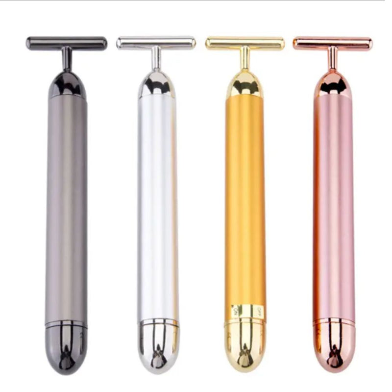 2 in 1 Electric Face Massager 24k Golden Facial Massager - Battery Powered