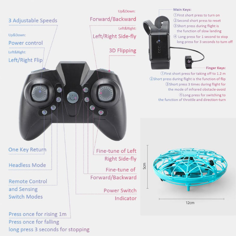 USB Rechargeable Hand Operated LED Kids Toy Drone