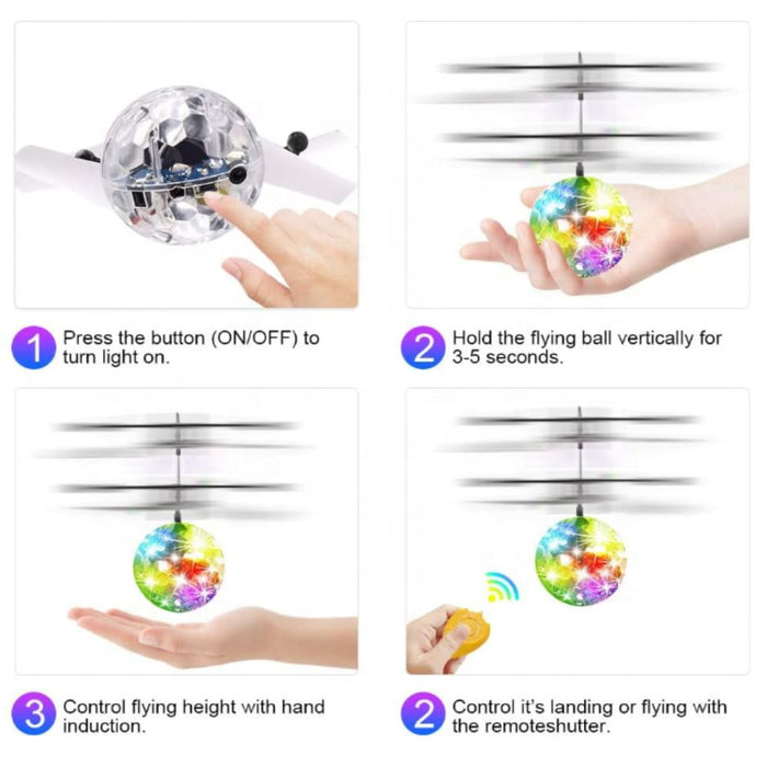 USB Rechargeable Flying Toy Ball Infrared Induction for Kids Colorful Flying Drone