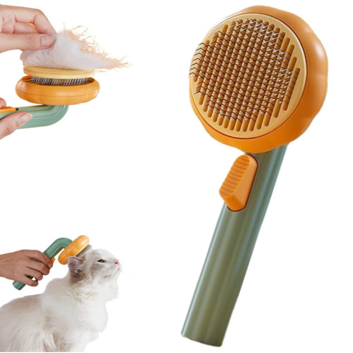 Self Cleaning Slicker Pumpkin Pet Grooming Brush Tool