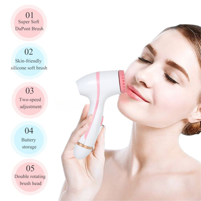 3 in 1 Water Resistant Exfoliating Facial Cleansing Brush - Battery Powered