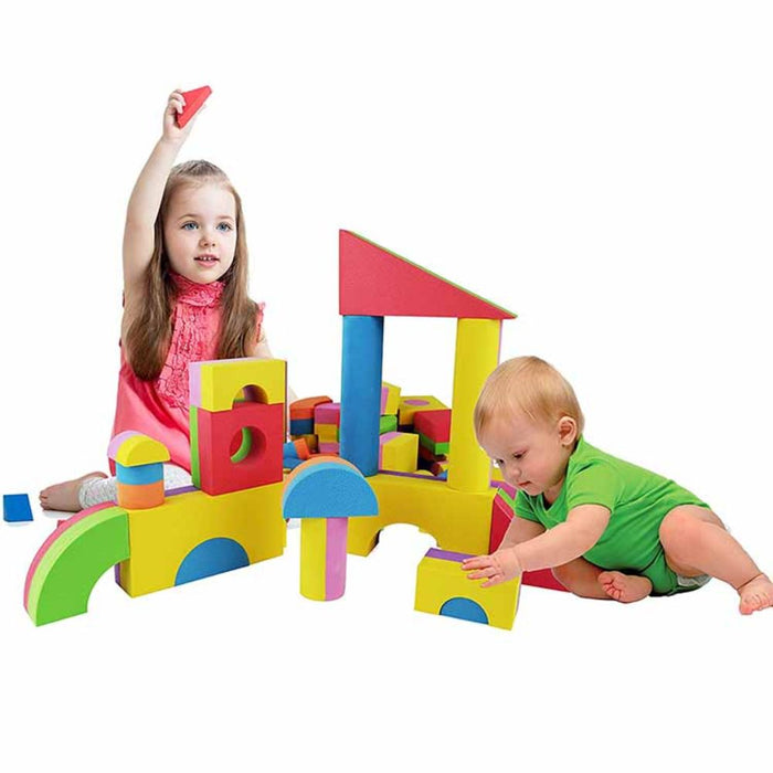 54 Pcs Soft Colorful Foam Building Blocks for Kids Playing Indoor Outdoor