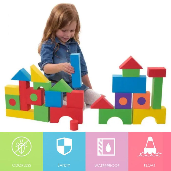 54 Pcs Soft Colorful Foam Building Blocks for Kids Playing Indoor Outdoor