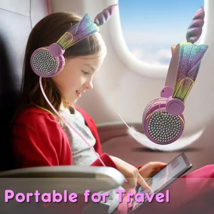 Wireless Bluetooth Unicorn Style Kids Headphones Kids with Adjustable headband - USB Rechargeable