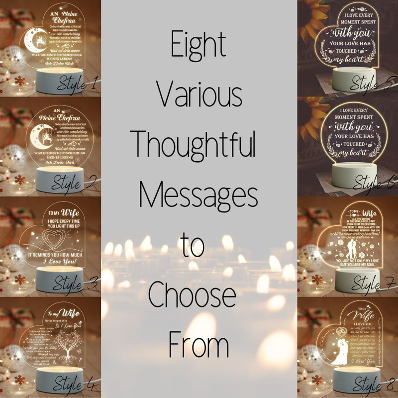 Expressive Loving Message Acrylic Night Light - USB Powered