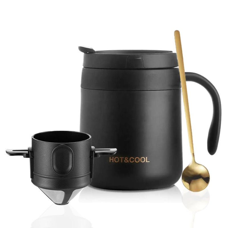 350ml Stainless Steel Coffee Mug with Collapsible Coffee Filter