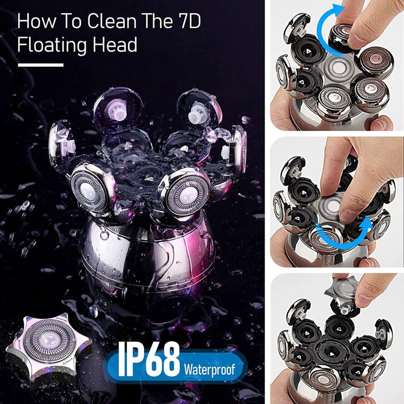 USB Rechargeable Mini Portable 7 Floating Heads Electric Shaver
