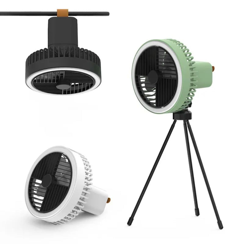 Portable Tripod or Hanging Desk Fan with LED Night Light- USB Rechargeable