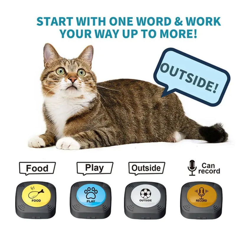 Interactive Recordable Command Pet Buttons - Battery Operated