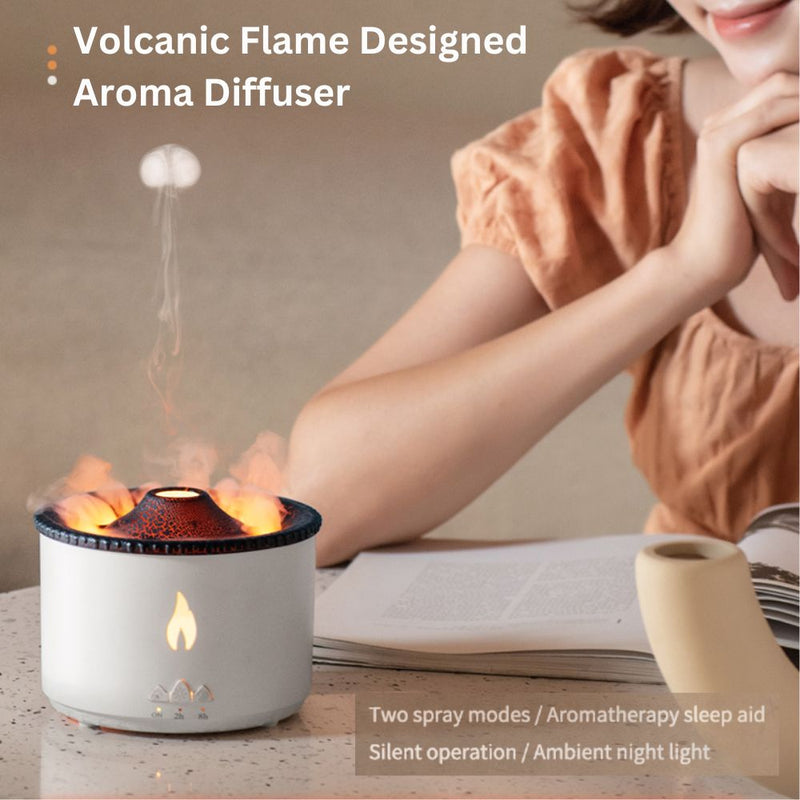 Portable Ultrasonic Volcanic Flame Design Aroma Diffuser - USB Powered