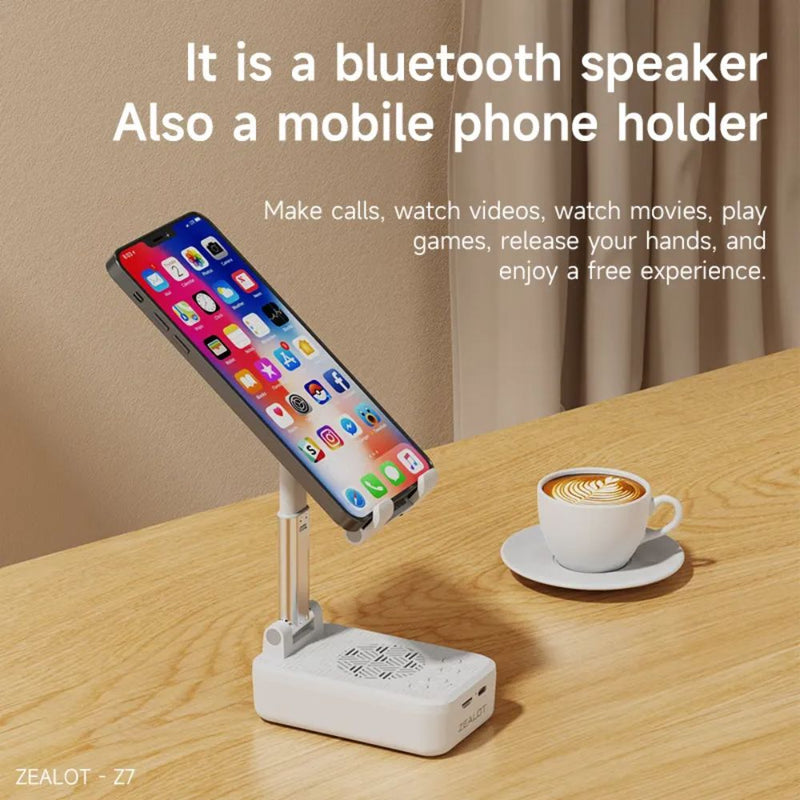 Zealot Z7 2 in 1 Cellphone Stand and Wireless Bluetooth Speaker - USB Rechargeable