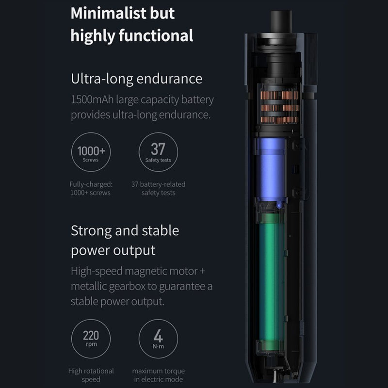 All-in One 3.6V Smart Cordless Screwdriver with Long Steel Bits - USB Rechargeable