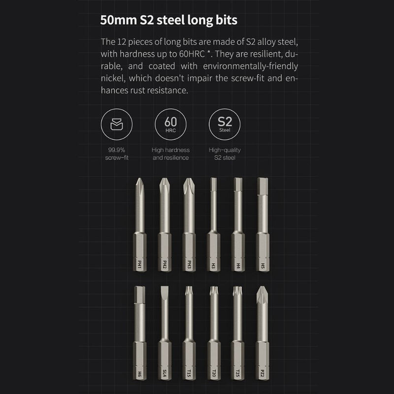 All-in One 3.6V Smart Cordless Screwdriver with Long Steel Bits - USB Rechargeable