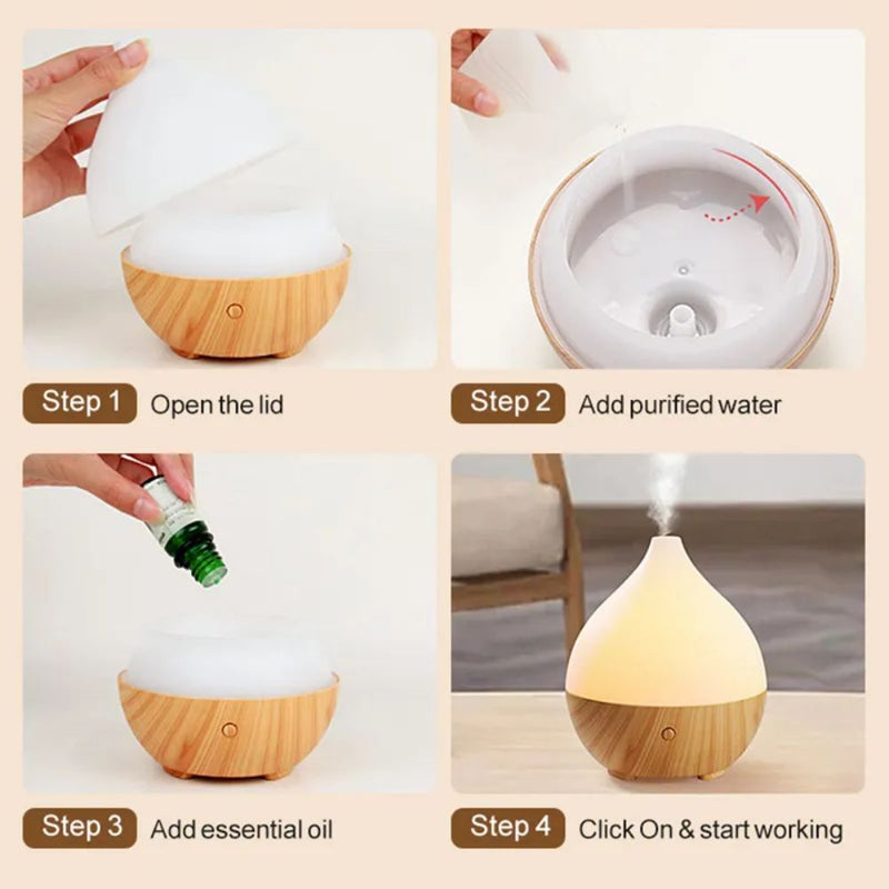 USB Interface Wood Grain Indoor Essential Oil Diffuser