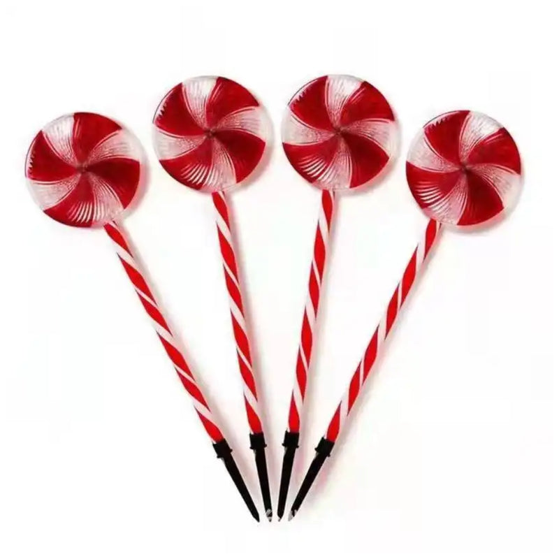 Solar Powered Candy Cane Lollipop Christmas Stake Lights