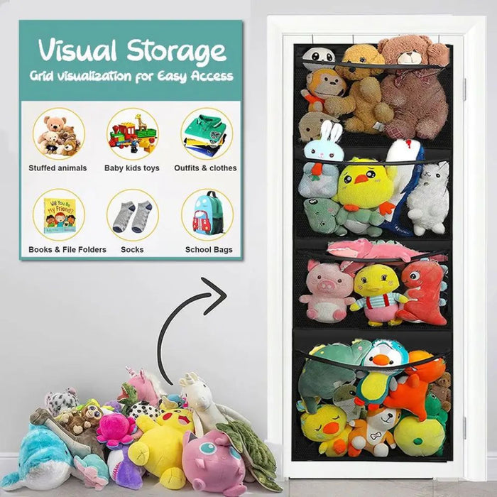 Door Hanging 4 Level Mesh Bag Storage Organizer for Kids Toys