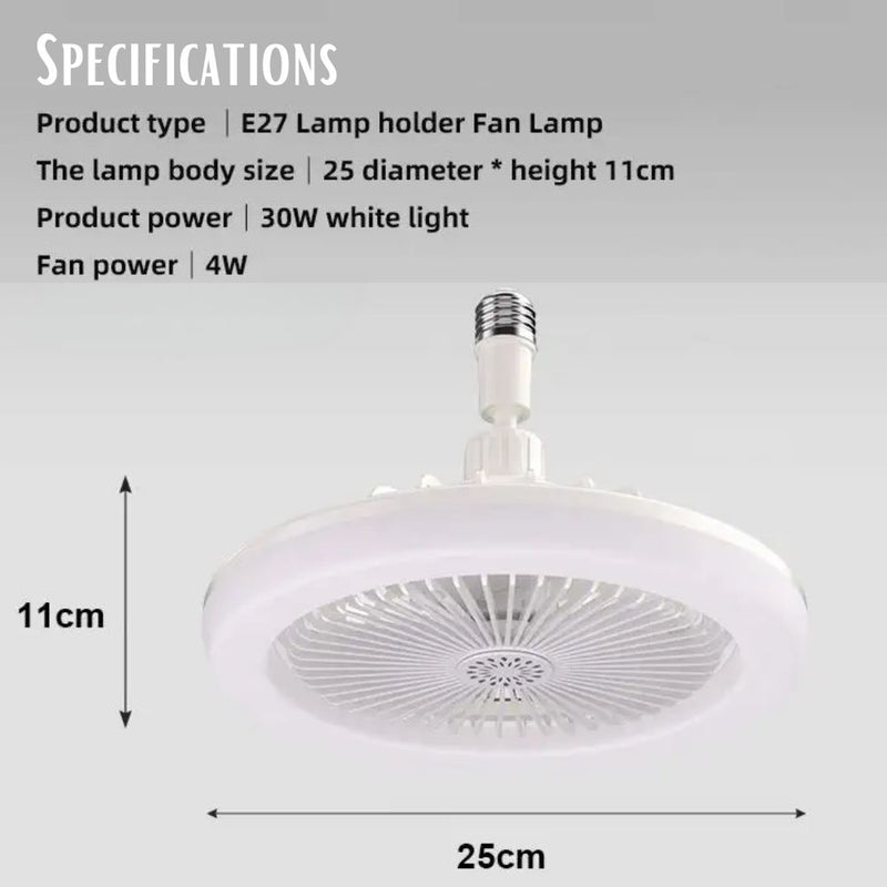 2 in 1 Ceiling Fan and E27 LED Light with Remote Control