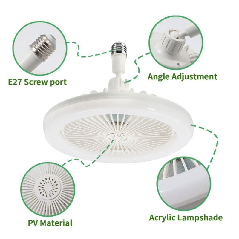 2 in 1 Ceiling Fan and E27 LED Light with Remote Control