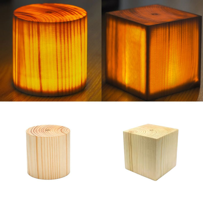 USB Rechargeable Translucent Wooden LED Touch Night Lamp