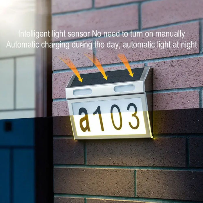 Outdoor Solar Powered Motion Sensor LED House Number Display Light