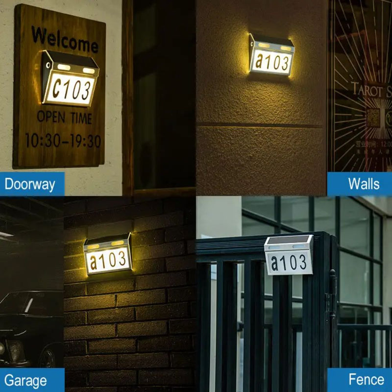 Outdoor Solar Powered Motion Sensor LED House Number Display Light