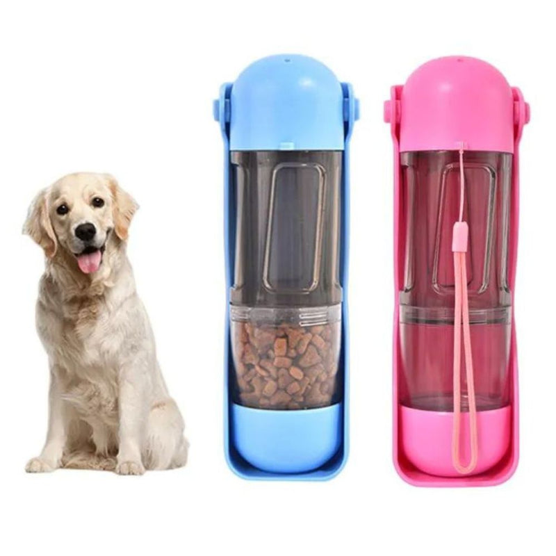Portable Pet Water Treat Feeder with Poop Bag and Scooper