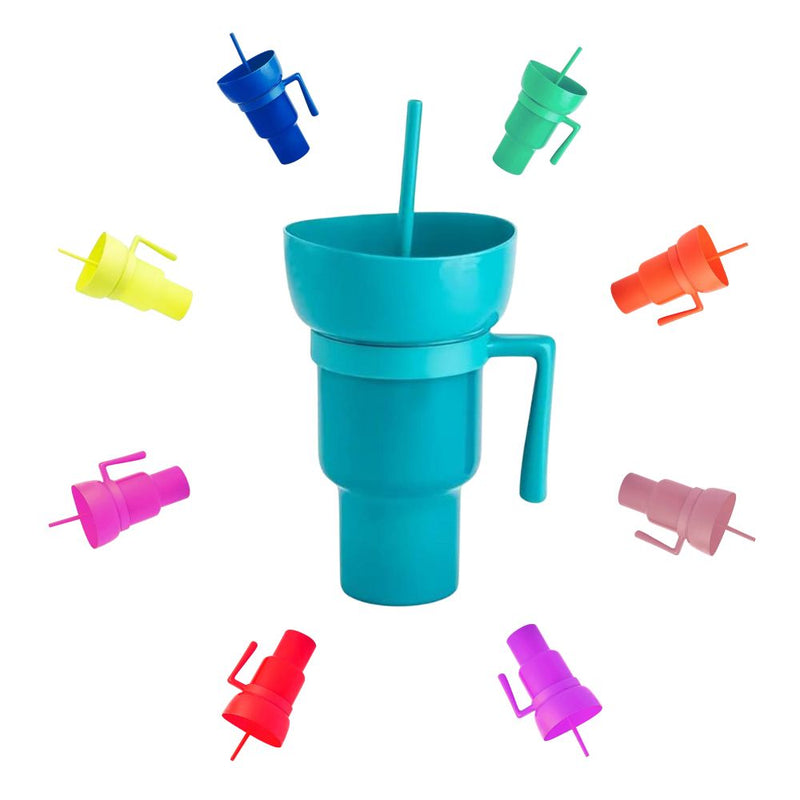 2 in 1 Reusable Sip and Snack Stadium Tumbler Cup and Snack Bowl