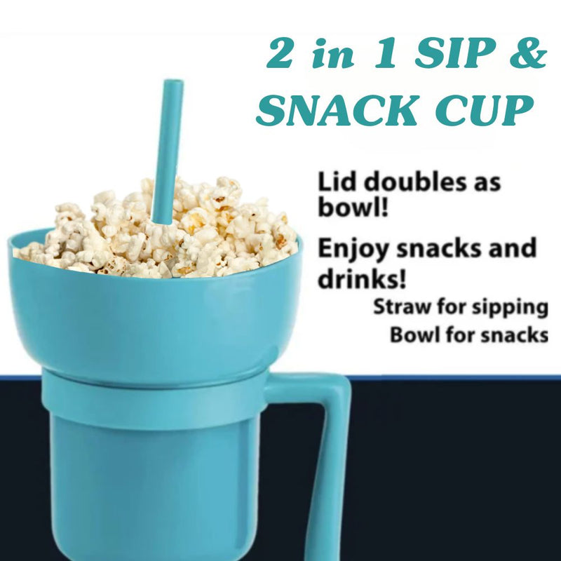 2 in 1 Reusable Sip and Snack Stadium Tumbler Cup and Snack Bowl