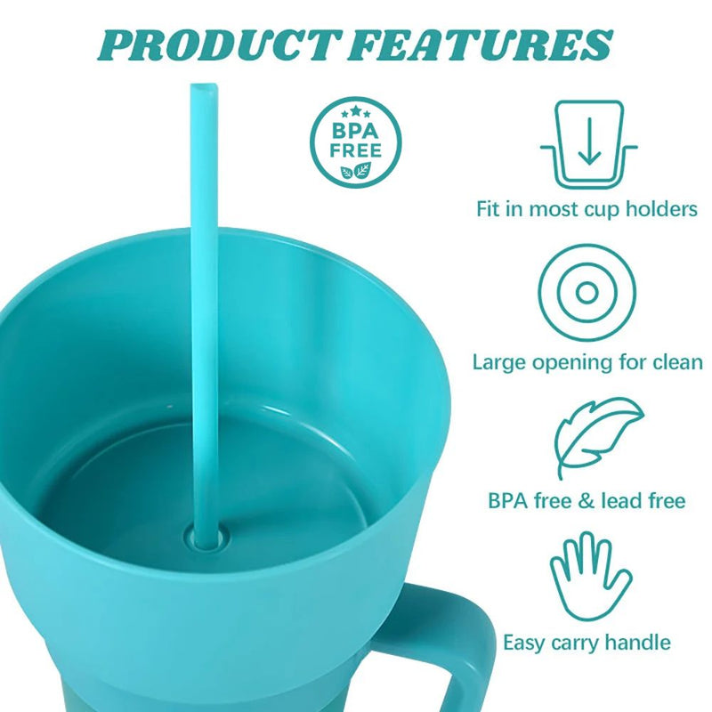 2 in 1 Reusable Sip and Snack Stadium Tumbler Cup and Snack Bowl
