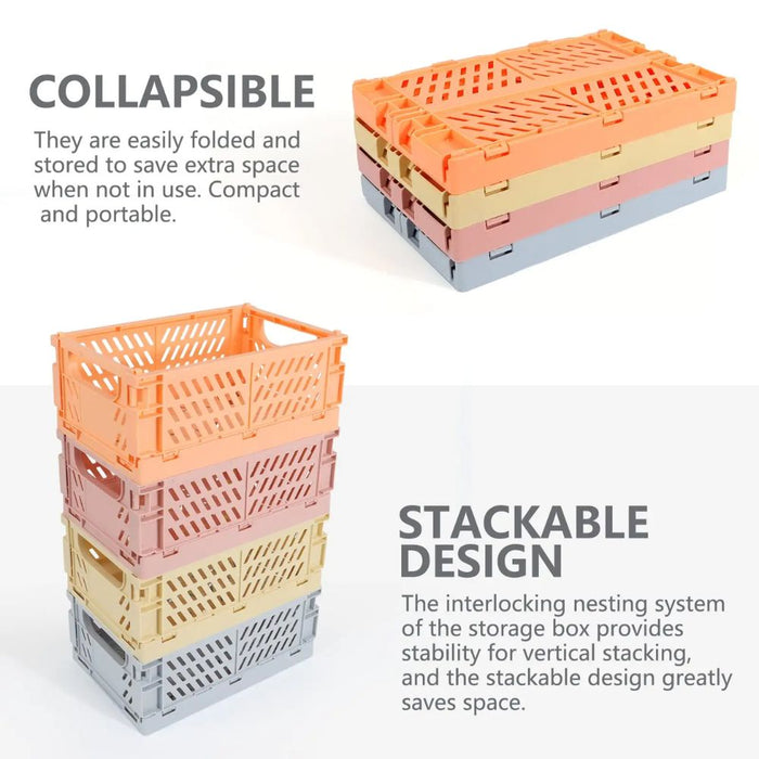 Pack of 3 Mini Folding Plastic Crates Storage Drawer Basket Organizers