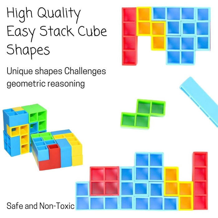 Interactive 48pcs Tetris Tower Stackable Building Blocks Kids Toy