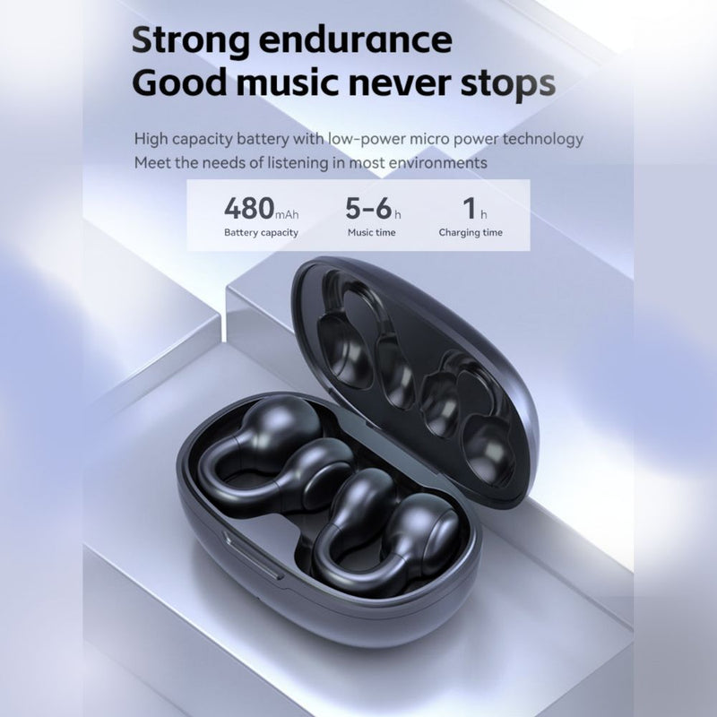 USB Rechargeable Bluetooth Wireless Ear Clip on Earphone