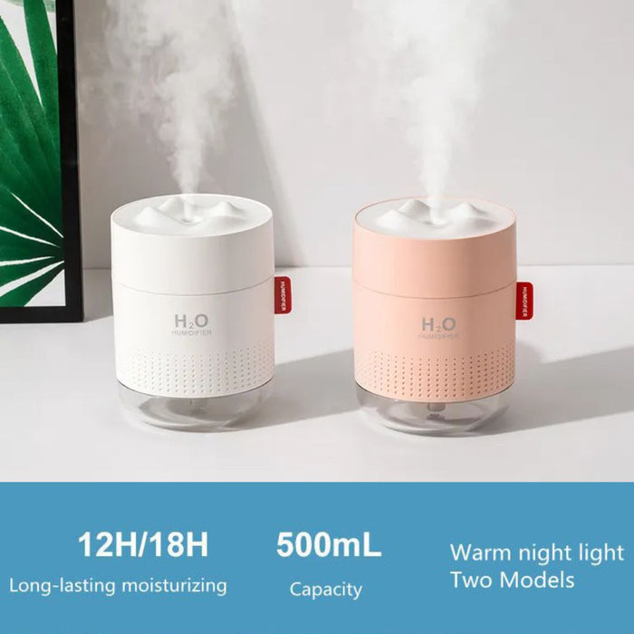 500ml Mini Cool Mist Humidifier with Auto Shut-Off 2 Mist Modes - USB Plugged-in