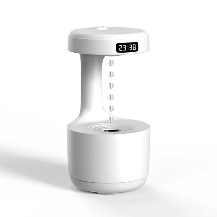 Creative Anti-Gravity Droplet Humidifier with LED Smart Display Clock - USB Rechargeable