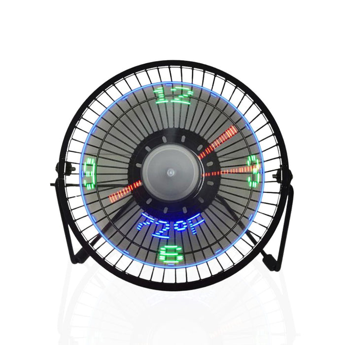 USB Powered Desk Fan with Clock and Temperature Display