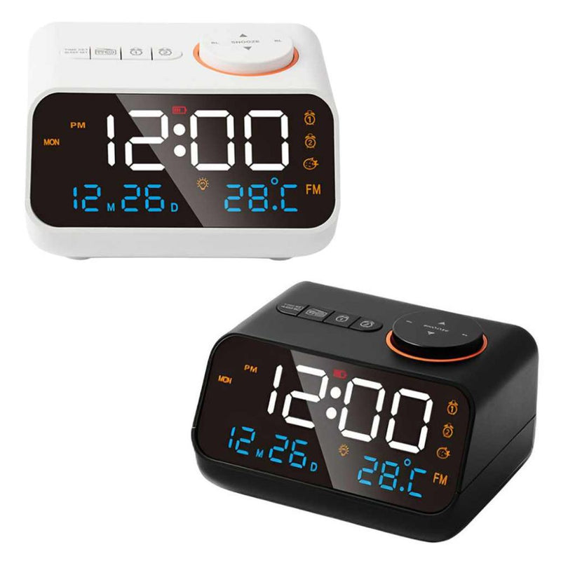 LED Voice-Activated Radio Alarm Clock with Temperature and Humidity Display