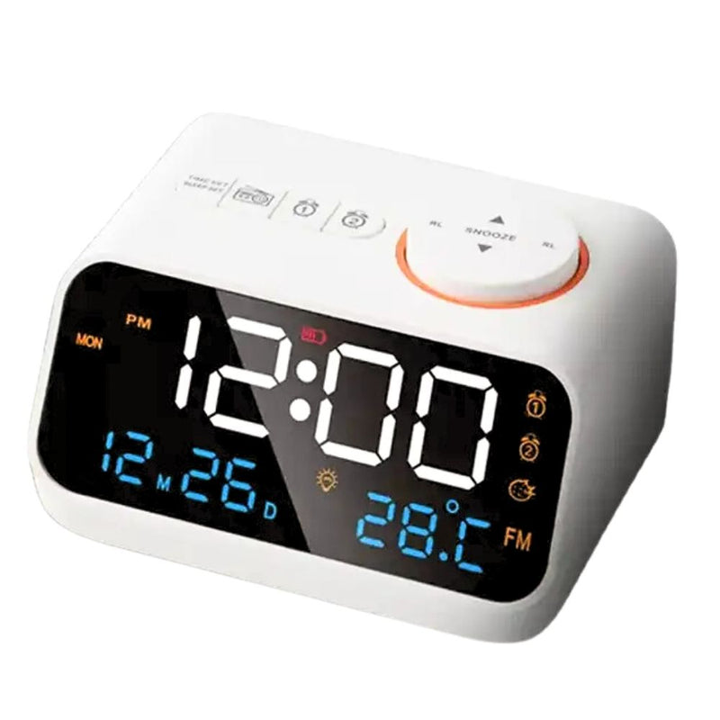 LED Voice-Activated Radio Alarm Clock with Temperature and Humidity Display