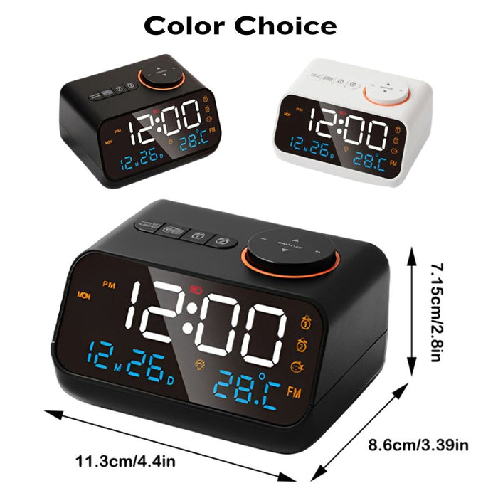 LED Voice-Activated Radio Alarm Clock with Temperature and Humidity Display