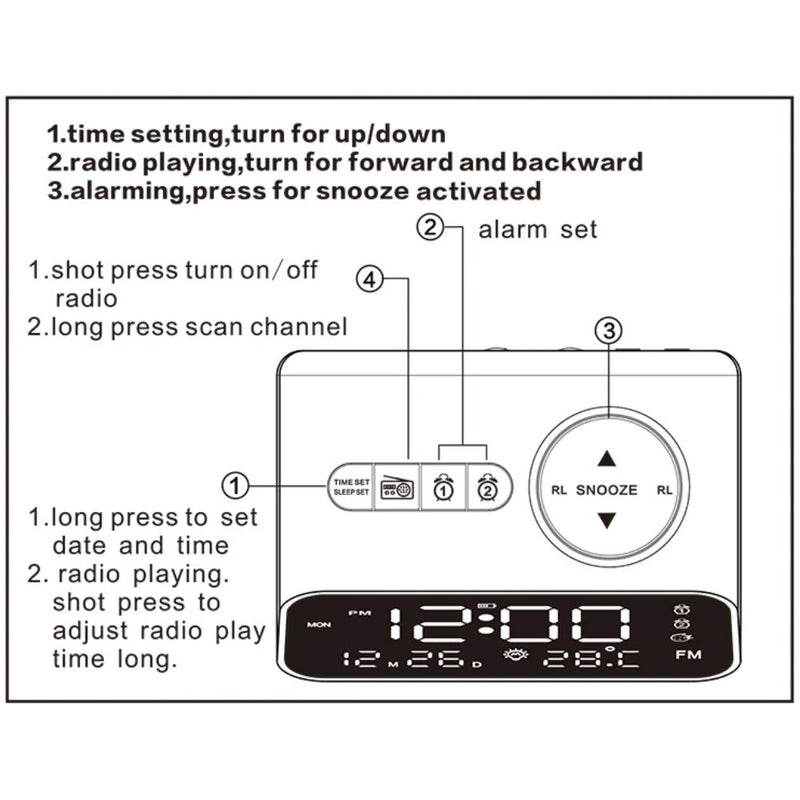 LED Voice-Activated Radio Alarm Clock with Temperature and Humidity Display