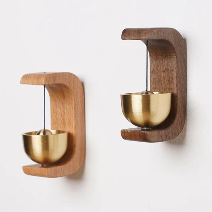 Wood and Brass Windchime Shopkeeper Style Entrance Doorbell