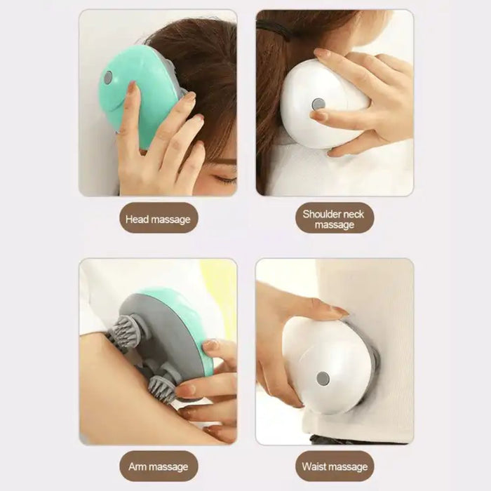Mini Electric Kneading Vibrating Scalp Massager Device - USB Rechargeable