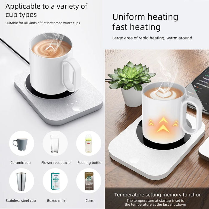 Constant Temperature Self Heating Insulated Cup Warmer Coaster - USB Plug-in