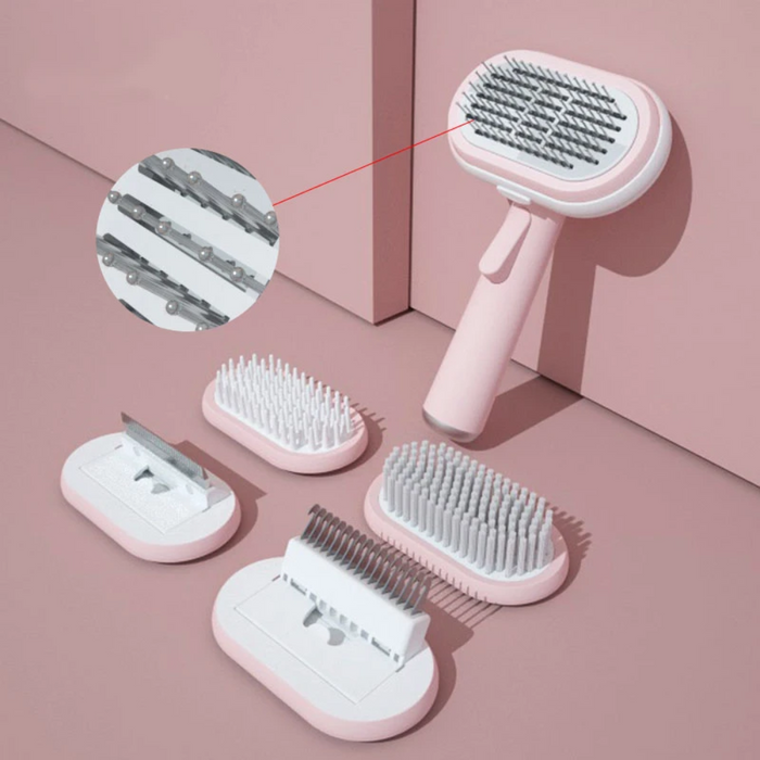 5-in1 Self-Cleaning Pet Grooming Brush and Massager Set