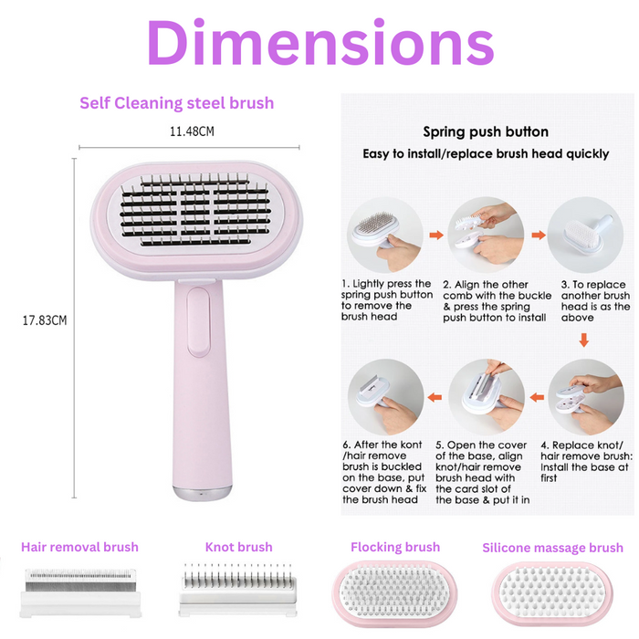 5-in1 Self-Cleaning Pet Grooming Brush and Massager Set