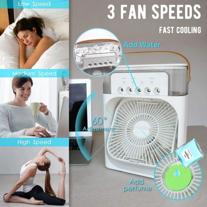 5 Nozzle 3 Speed Air Cooler Fan with Large Tank - USB Powered