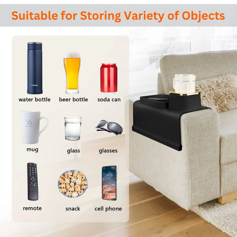 Portable Silicone Couch Armrest Coaster Cup Holder Storage Organizer Tray
